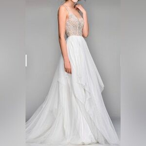 Elegant White and Silver Wedding Gown